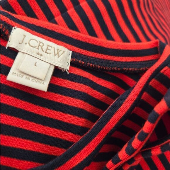 J. Crew Factory Blue and Red Striped Tank Top with Ruffle, Size Large - Picture 2 of 7